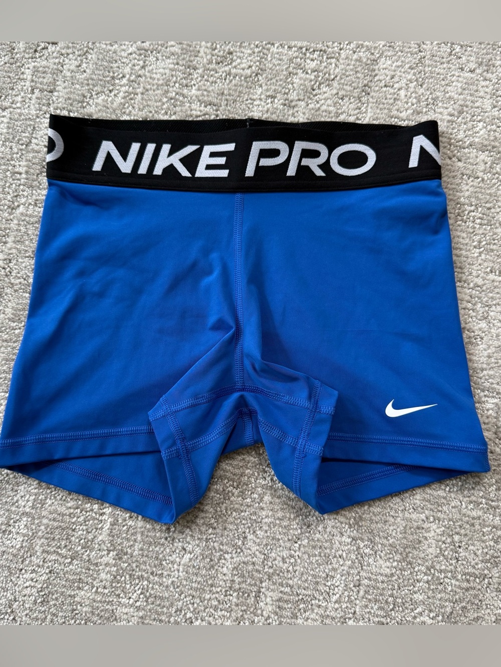 Nike Pro Dri-Fit Royal Blue Compression Shorts with Black Waistband
